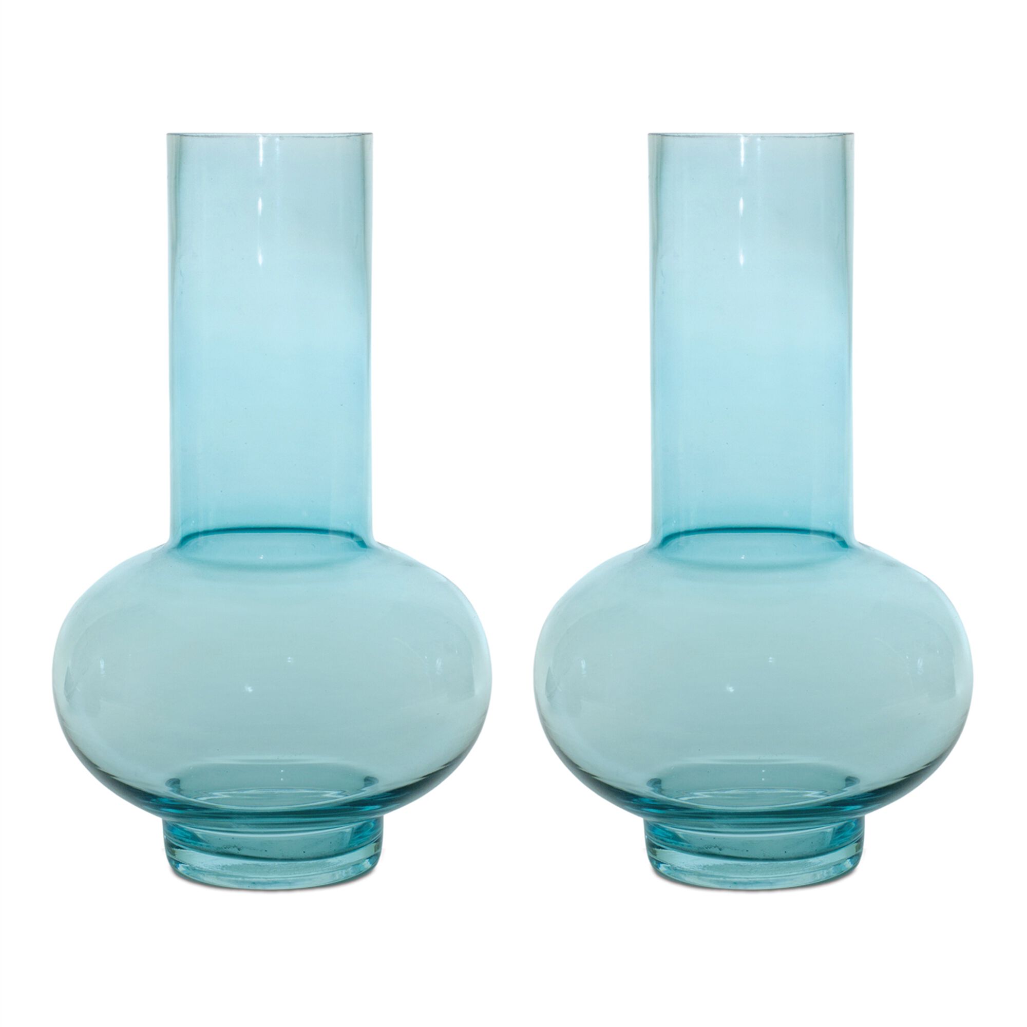 Vase (Set of 2) 7 inchesD x 11.75 inchesH Glass, BLUE, alternate image number 1
