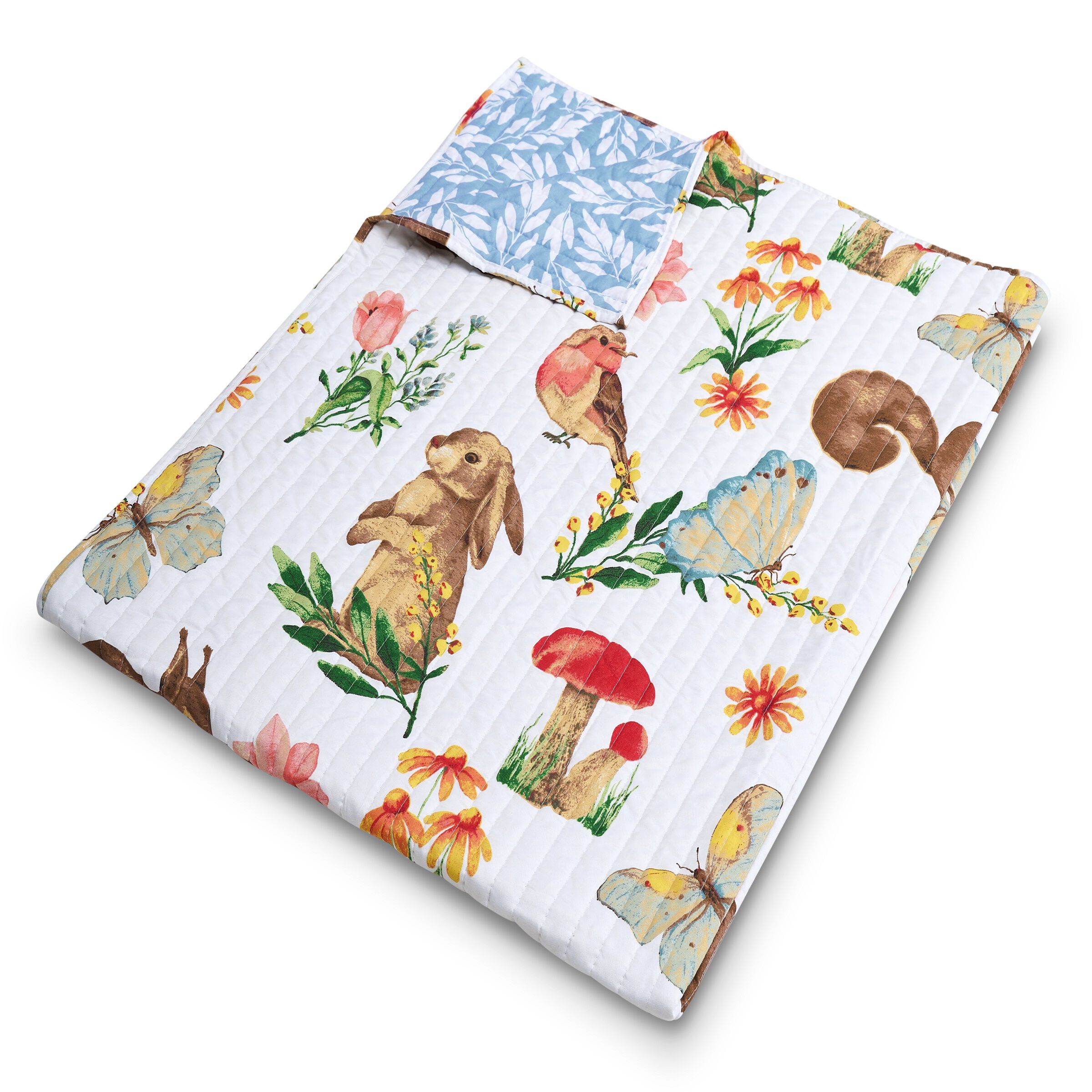 Willow Spring Forest Animals Quilted Throw Blanket, WHITE, alternate image number 4