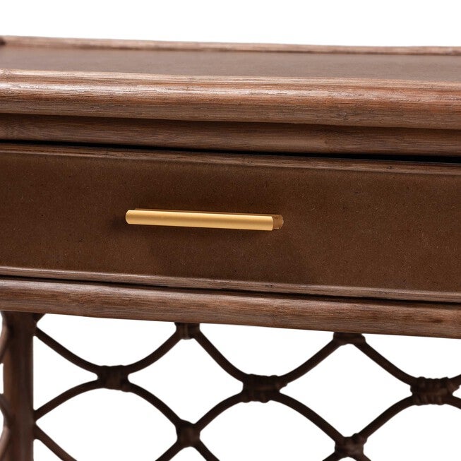 Akane Natural Rattan Nightstand, White, BROWN, alternate image number null