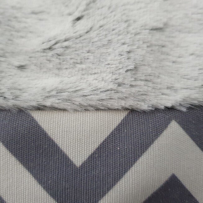 Chevron poly-cotton bolster with detachable faux fur cushion, Small Size, , alternate image number null