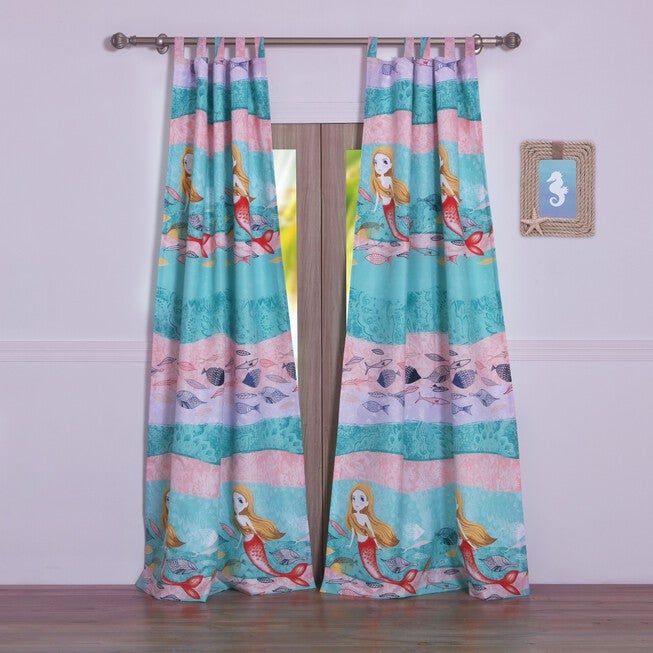 Mermaid Curtain Panel Pair , MULTI, hi-res image number null