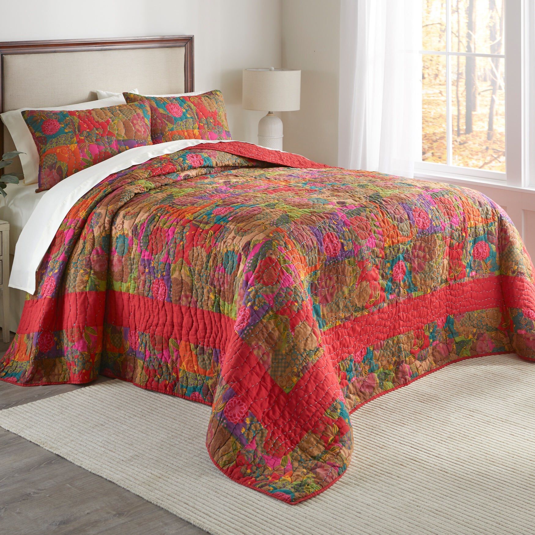 Floral Quilted Bedding Set, , hi-res image number 0