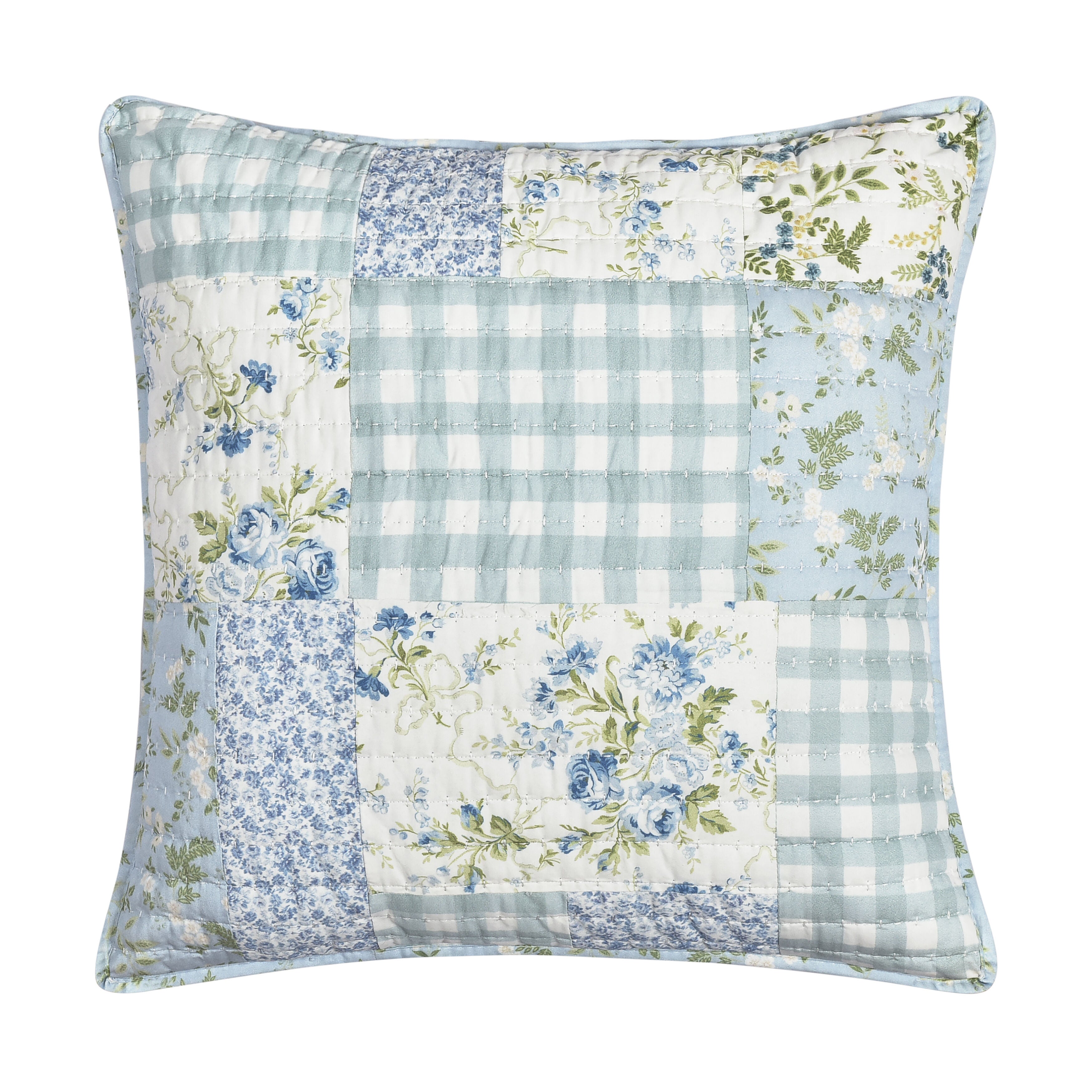 KARALENA EURO QUILTED SHAM, BLUE, hi-res image number 0