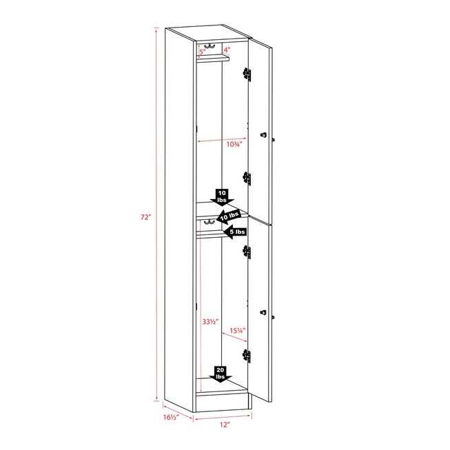 Elite Double Tier Locker, White, , alternate image number 5