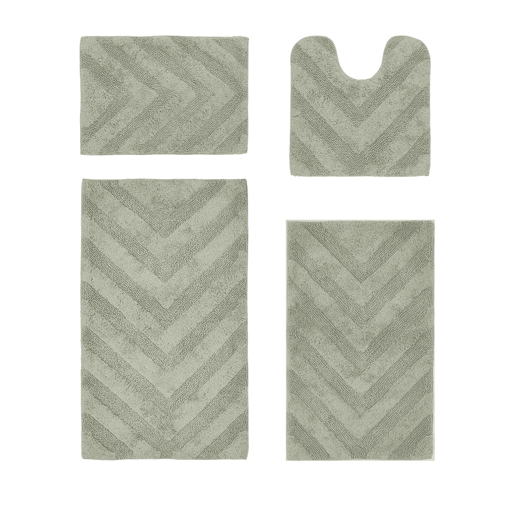 Hugo Collection 100% Cotton 4 Piece (17" X 24" | 20" X 20" | 21" X 34" | 24" X 40") Bath Rug Set