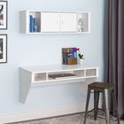 Designer Floating Desk & Hutch Set, White, WHITE, hi-res image number null