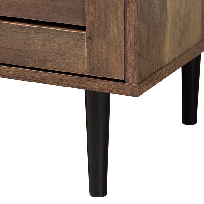 Baylah Mid-Century Modern Natural Brown Finished Wood And Black Metal 2-Door Sideboard, , alternate image number 5