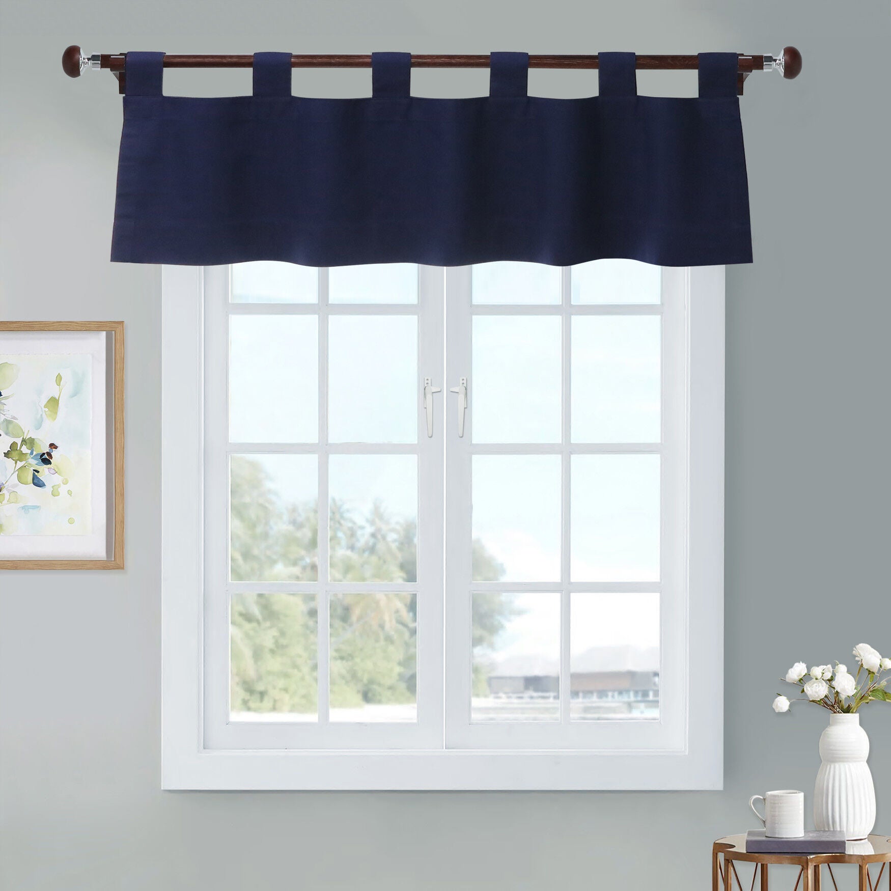 Weathermate Room Darkening Tab Top Flat Valance, NAVY, hi-res image number 0