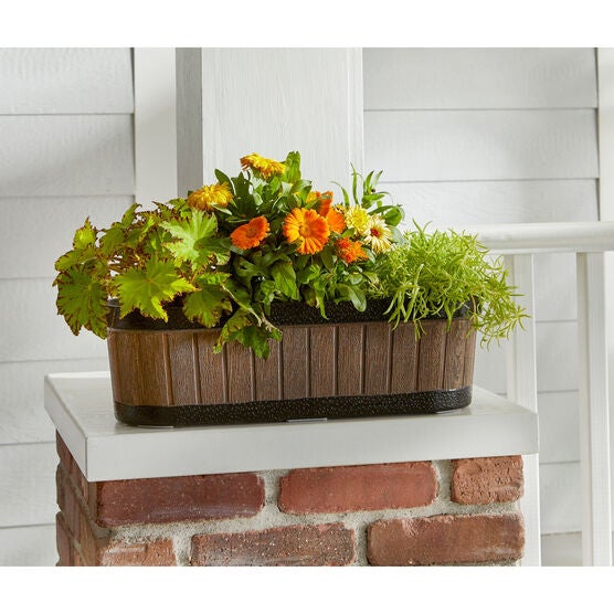 Oval Wooden Finish Planter, BROWN, hi-res image number null