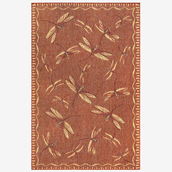 58" x 90" Dragonfly Indoor/Outdoor Rug, RED, hi-res image number null