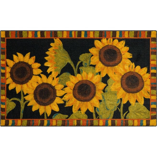 Sunflower Garden Kitchen Rug, BLACK, hi-res image number null