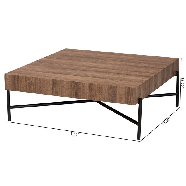 Savion Modern Industrial Walnut Brown Finished Wood And Black Metal Coffee Table, , alternate image number 6