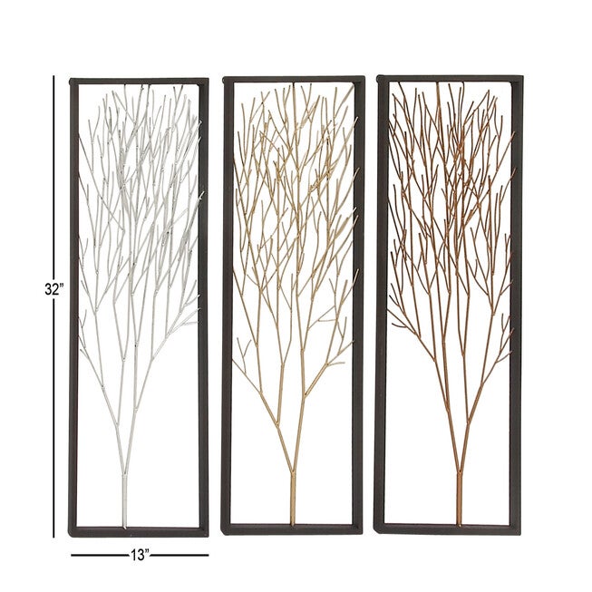 Set Of 3 Black Metal Modern Floral Wall Decor, , alternate image number 7