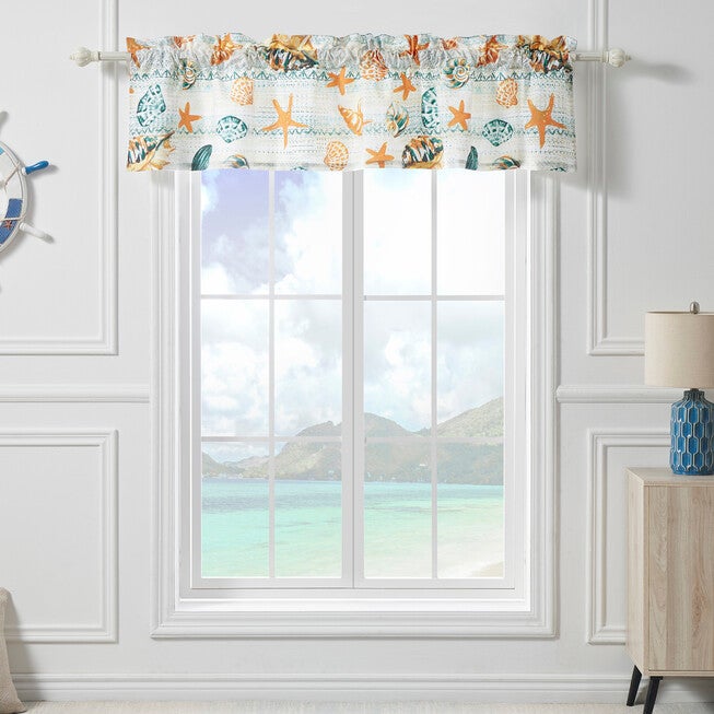 Greenland Home Fashions™ Kona Window Valance Curtains, OCEAN, alternate image number 1