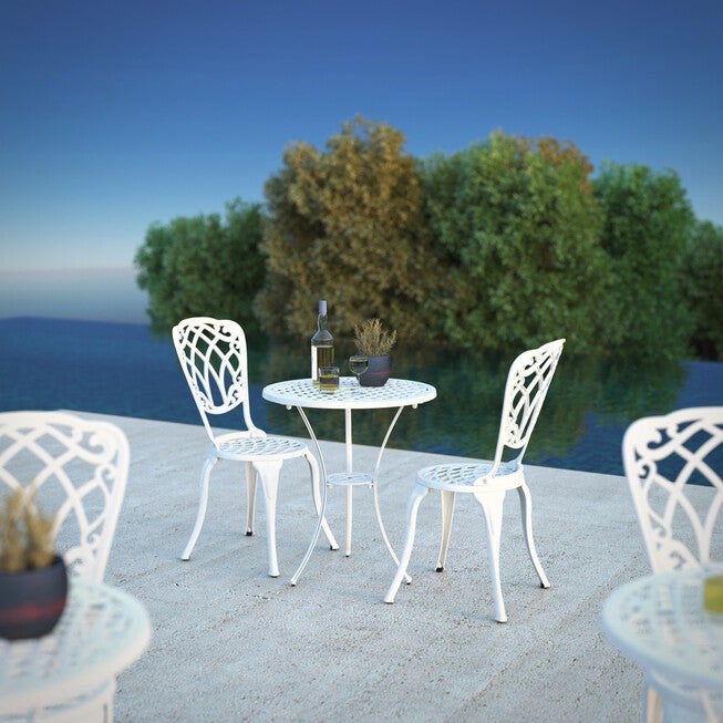 Palisade Aluminum 3-piece Bistro Set in White, , alternate image number 3