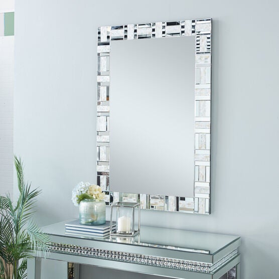 Silver Glam Wood Wall Mirror, , alternate image number null