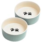 Set Of Two Talto Large Pet Dog Bowls, TURQUOISE WHITE, hi-res image number 0