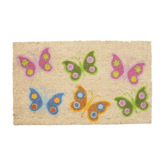 Butterflies Coir Mat With Vinyl Backing Floor Coverings, MULTI, hi-res image number null