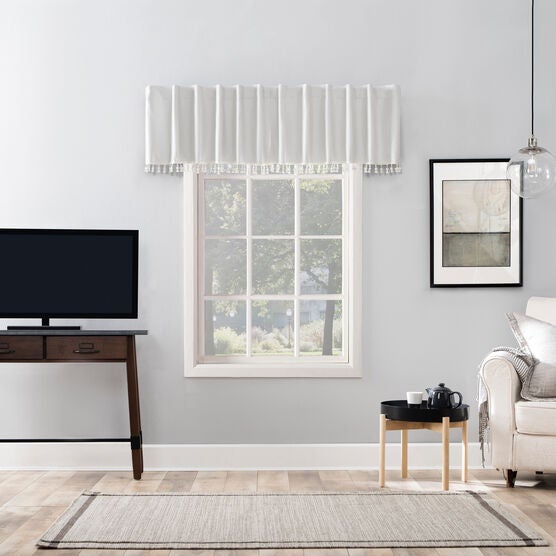 Evelina Faux Dupioni Silk Bonded Valance with Tassel Trim, 