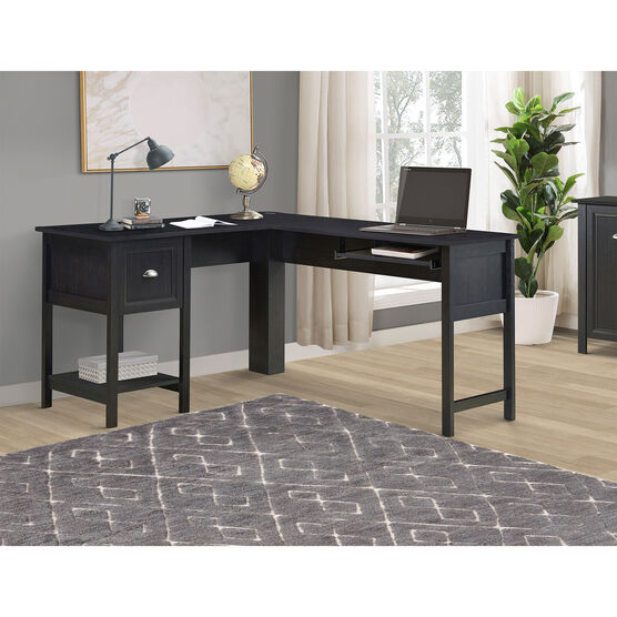 Saint Birch Ansel 56 Inches L-Desk With Keyborad Pullout Tray Writing Desk, , on-hover image number null