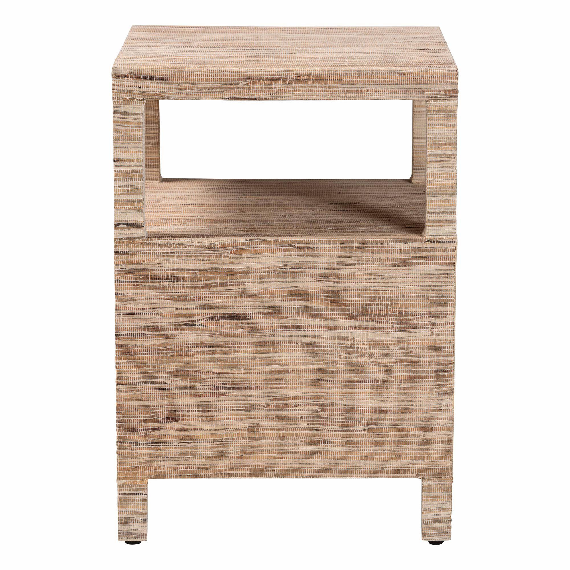 Paine Bohemian Woven Grasscloth 2-Drawer Nightstand, NATURAL, alternate image number 4