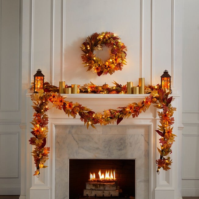 Pre-Lit Harvest Daisy Candleholder Centerpiece, , alternate image number null