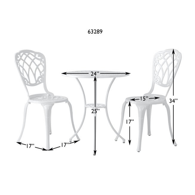 Palisade Aluminum 3-piece Bistro Set in White, , alternate image number 10