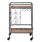 Brown Chinese Fir and Metal Industrial Bar Cart, 30x20x15, , alternate image number null
