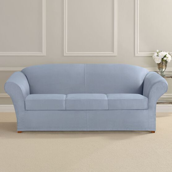 Ultimate Stretch Faux Suede 3-Seat Sofa Cushion Slipcover, 