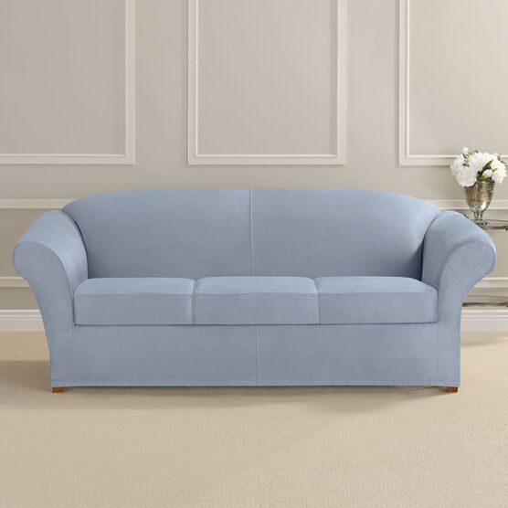 Ultimate Stretch Faux Suede 3-Seat Sofa Cushion Slipcover, Ultimate Stretch Faux Suede 3-Seat Sofa Cushion Slipcover,