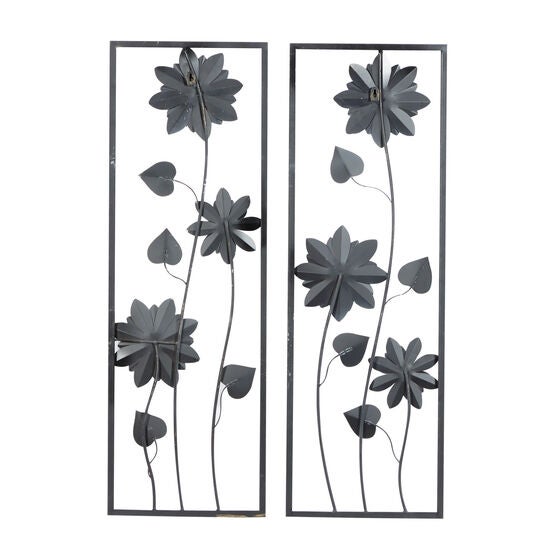 Set Of 2 Grey Metal Contemporary Wall Decor, , alternate image number null