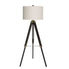 Espresso Wood & Metal 60" Floor Lamp, BRASS, hi-res image number null