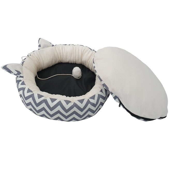 Chevron Printing poly-cotton cozy round cat bed , 18 inch, , alternate image number null