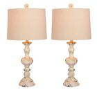 Cottage Antique White Resin 26.5" Table Lamp, Set 2, WHITE, hi-res image number null