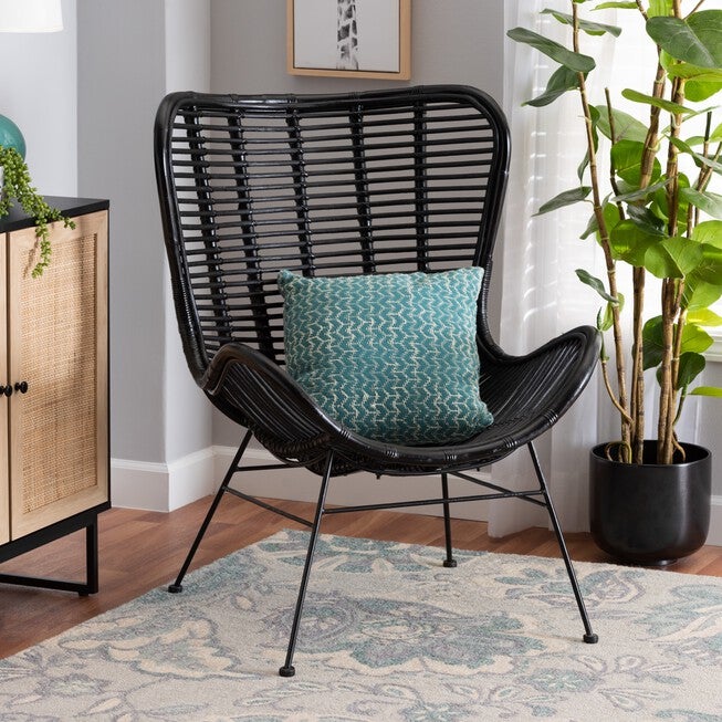Colorado Modern Bohemian Rattan Accent Chair, , alternate image number null