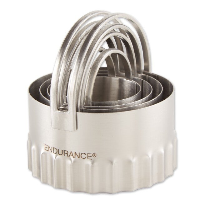 Round Rippled Stainless Steel Biscuit Cutters, Set 4, , alternate image number null