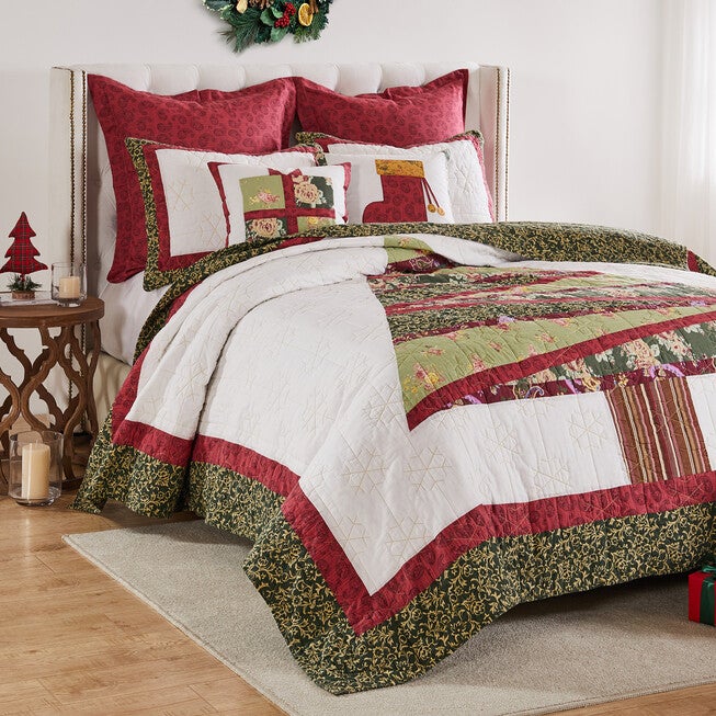 Christmas Tree Patchwork Holiday Quilt Set, Holiday, 3-Piece Full/Queen, HOLIDAY, alternate image number null