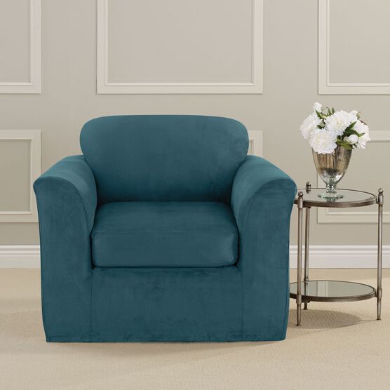 Ultimate Stretch Faux Suede Chair Cushion Slipcover, Ultimate Stretch Faux Suede Chair Cushion Slipcover,