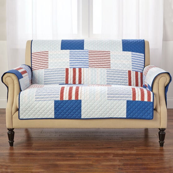 Printed Faux Patchwork Loveseat Protector, Printed Faux Patchwork Loveseat Protector,