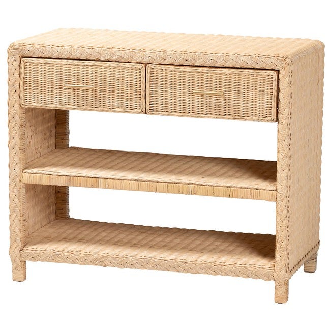 Lanica Braided Natural Rattan Console Table, SUN BLEACHED RATTAN, alternate image number null