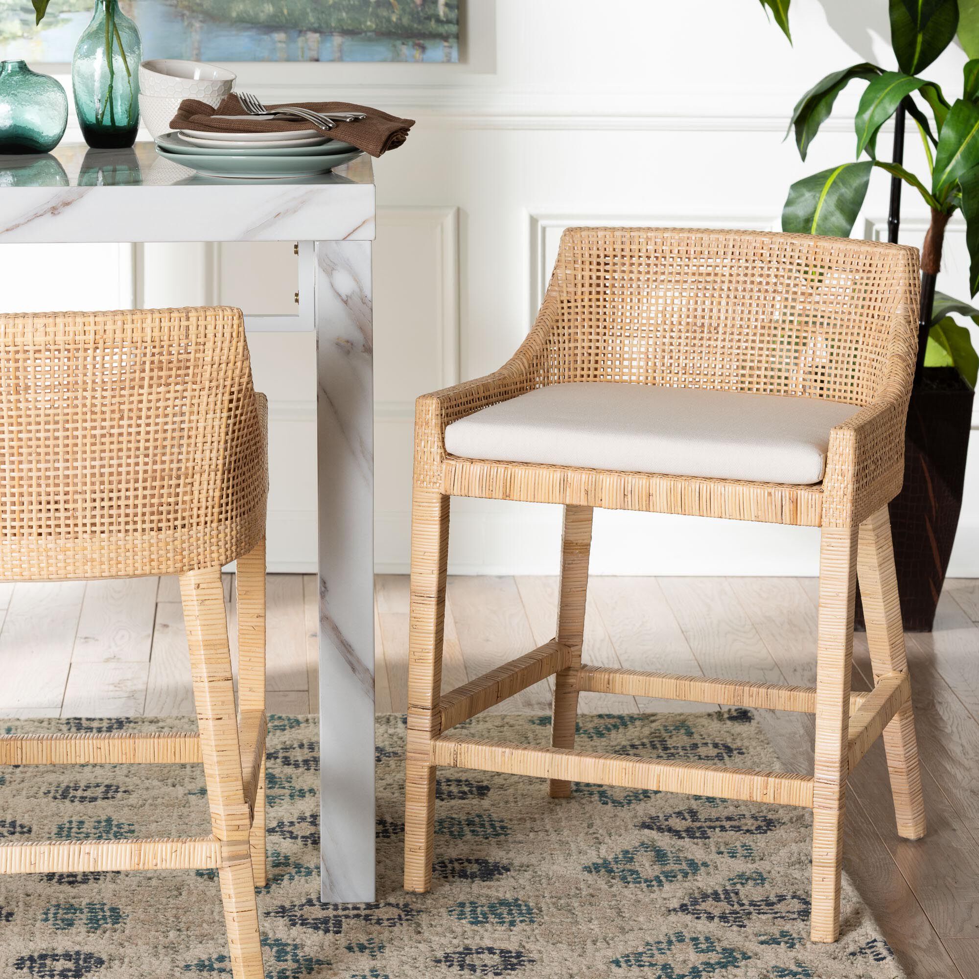 Beata Natural Rattan Counter Stool