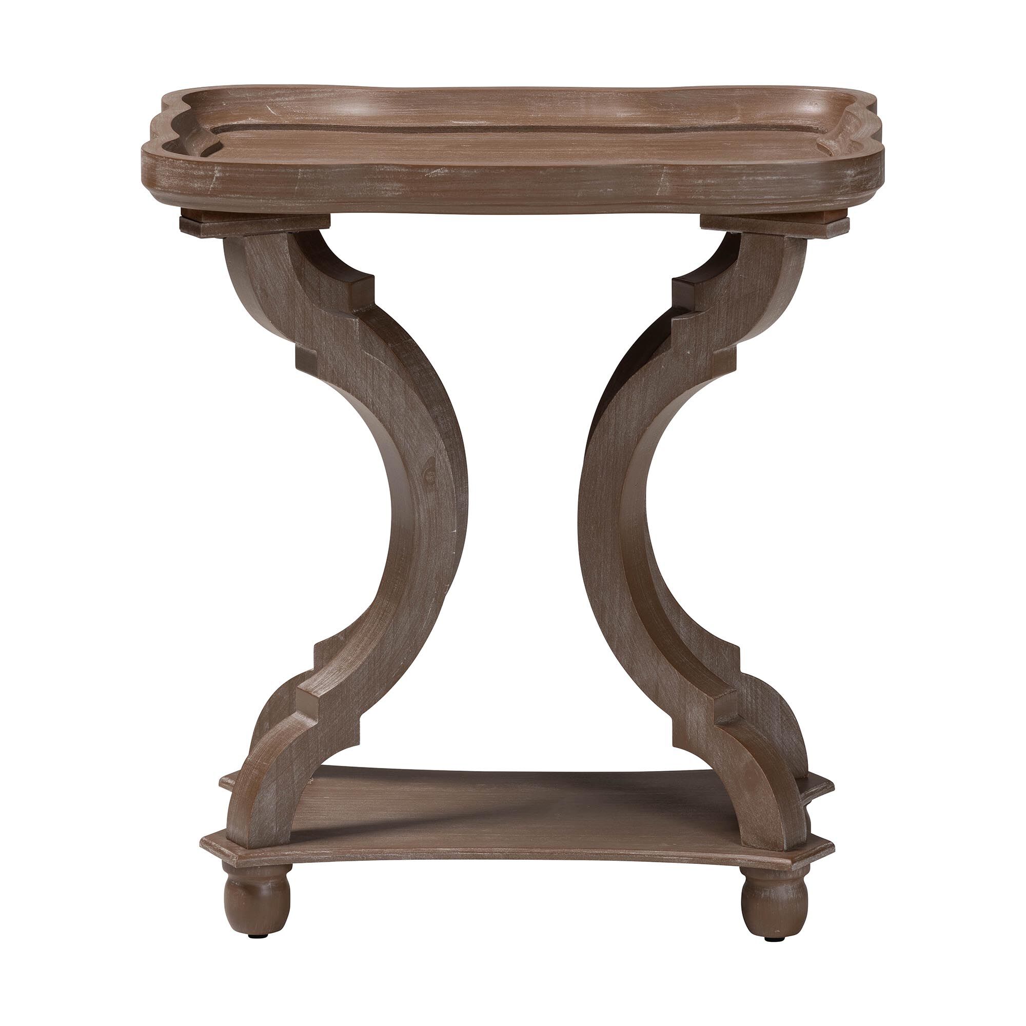 Yannick French Country Antique Brown Wood End Table, BROWN, alternate image number 2