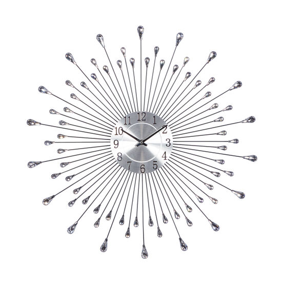 Silver Metal Modern Wall Clock, SILVER, hi-res image number null