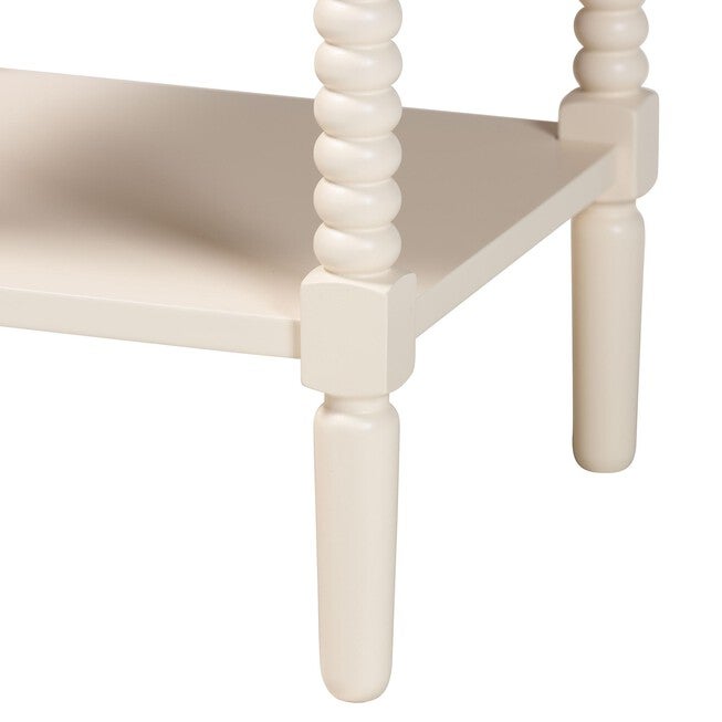 Baxton Studio Braith Farmhouse Black Spindle Wood 1-Drawer Nightstand, IVORY, alternate image number 6