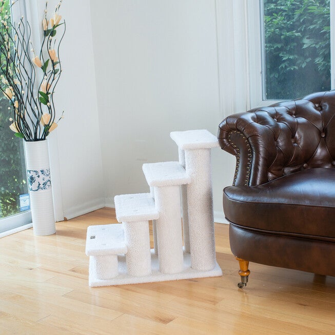 4 Steps Real Wood Ramp Dog Cat Pet Step Stairs Ramp, , on-hover image number 1