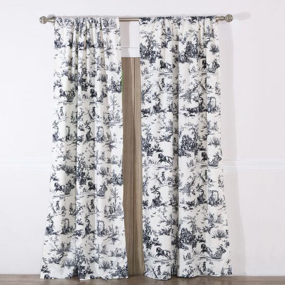 Classic Toile Curtain Panel Pair , BLACK, hi-res image number null
