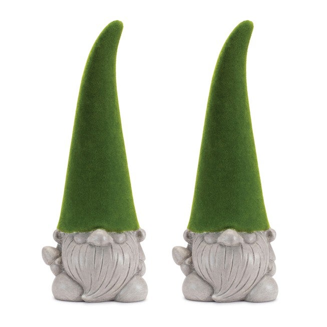 Mossy Terra Cotta Gnome Statue (Set of 2), GREEN/GREY, alternate image number null