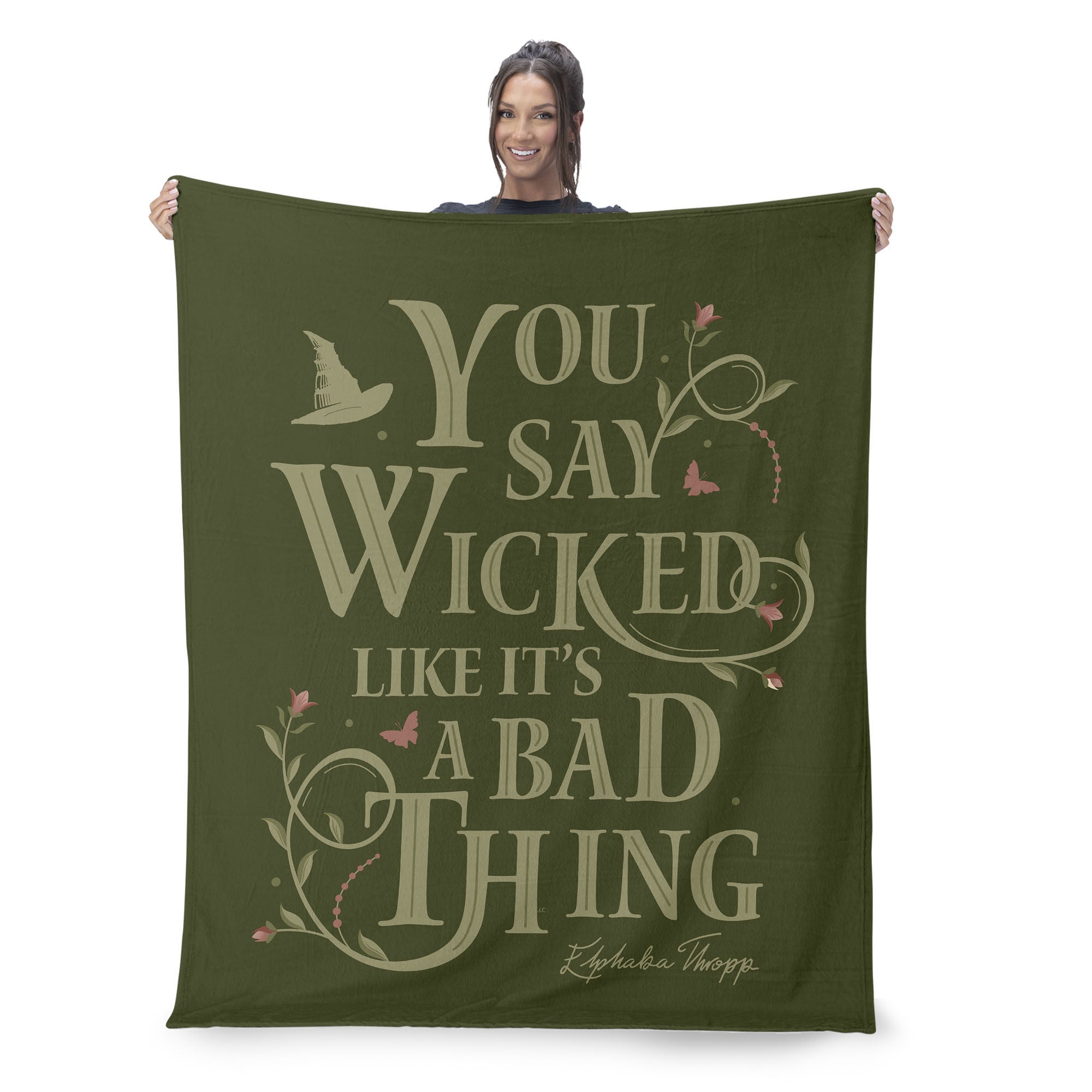 Wicked Say Wicked Silk Touch Throw Blanket 60x80 inches, GREEN, on-hover image number null