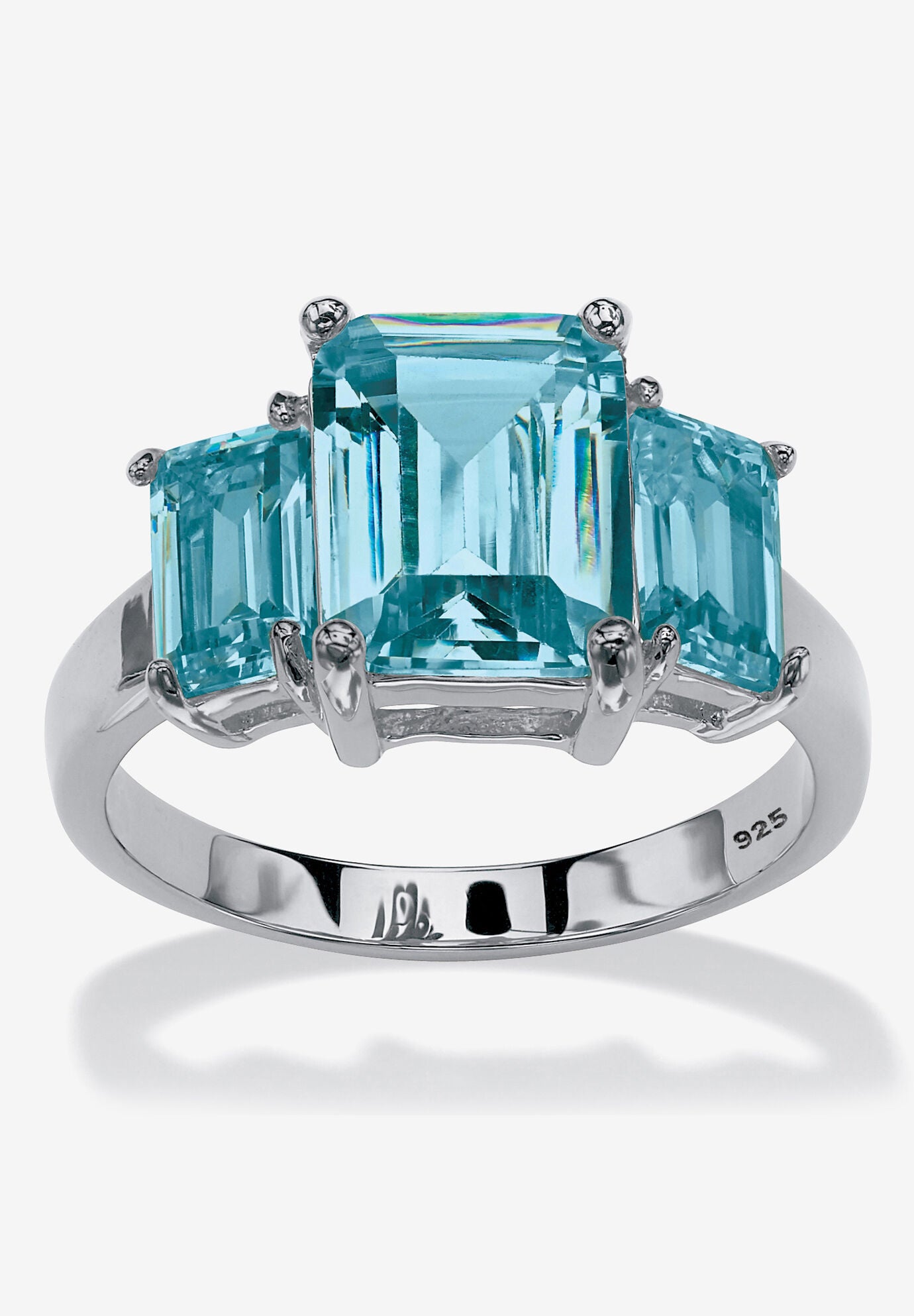 Sterling Silver 3 Square Simulated Birthstone Ring, DECEMBER, hi-res image number 0