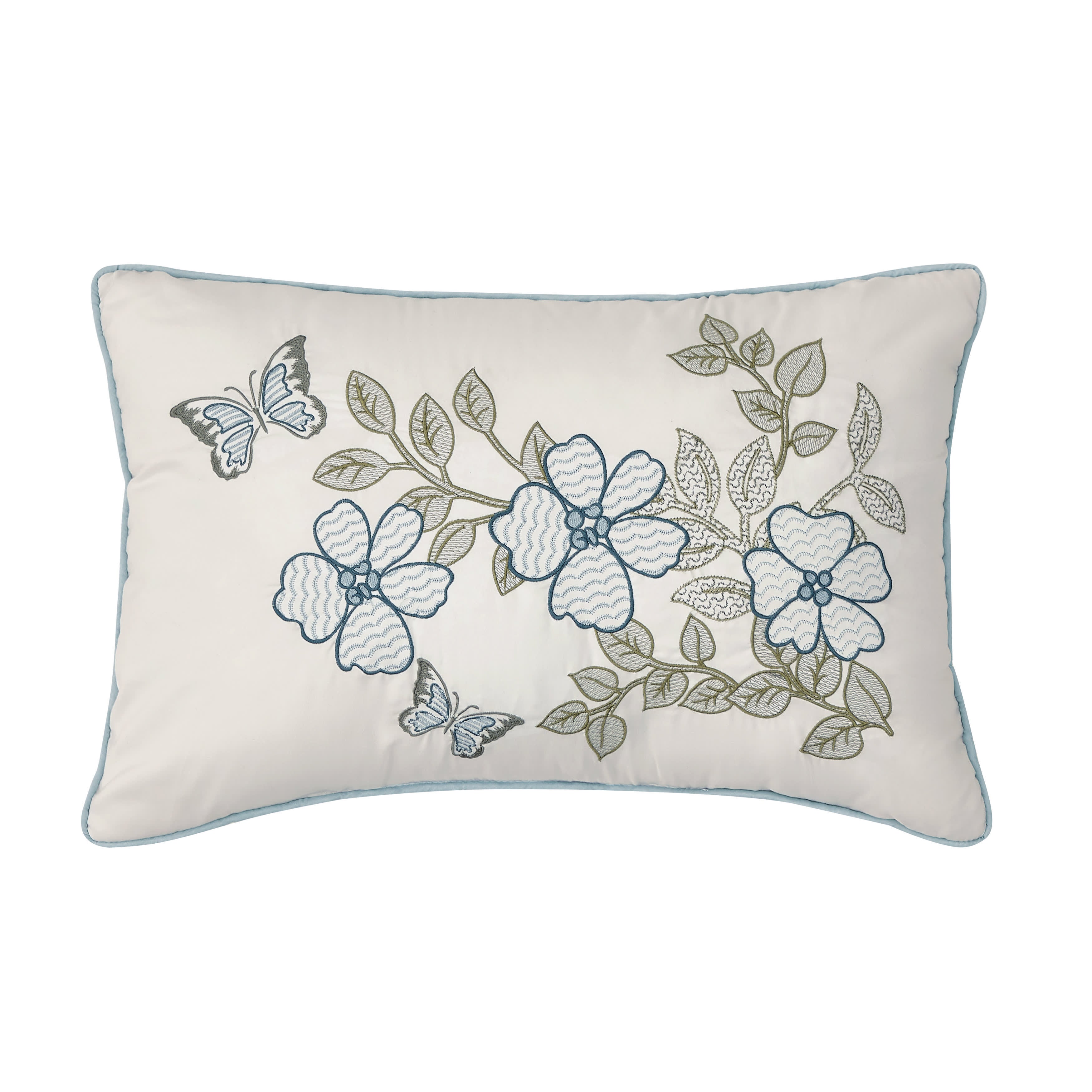 Evergreen Blue Boudoir Decorative Throw Pillow, BLUE, hi-res image number 0